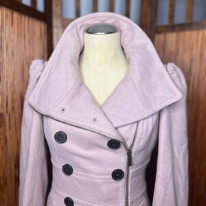 Bebe pink wool funnel neck jacket, small